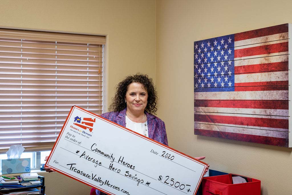 Realtor Julie Cendejas participates in Homes for Heroes for Emmett. Julie Cendejas gives back a portion of her real estate commissions to her community in Emmett.