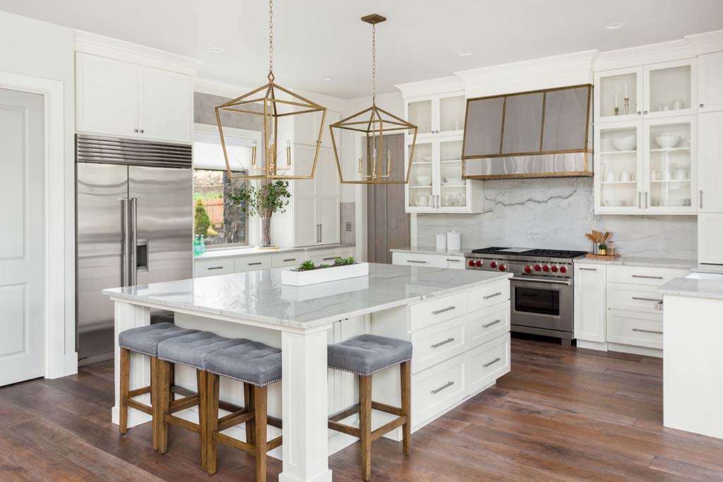 custom kitchen of luxury home in Boise Idaho Finished, custom kitchen in a new construction home in Boise