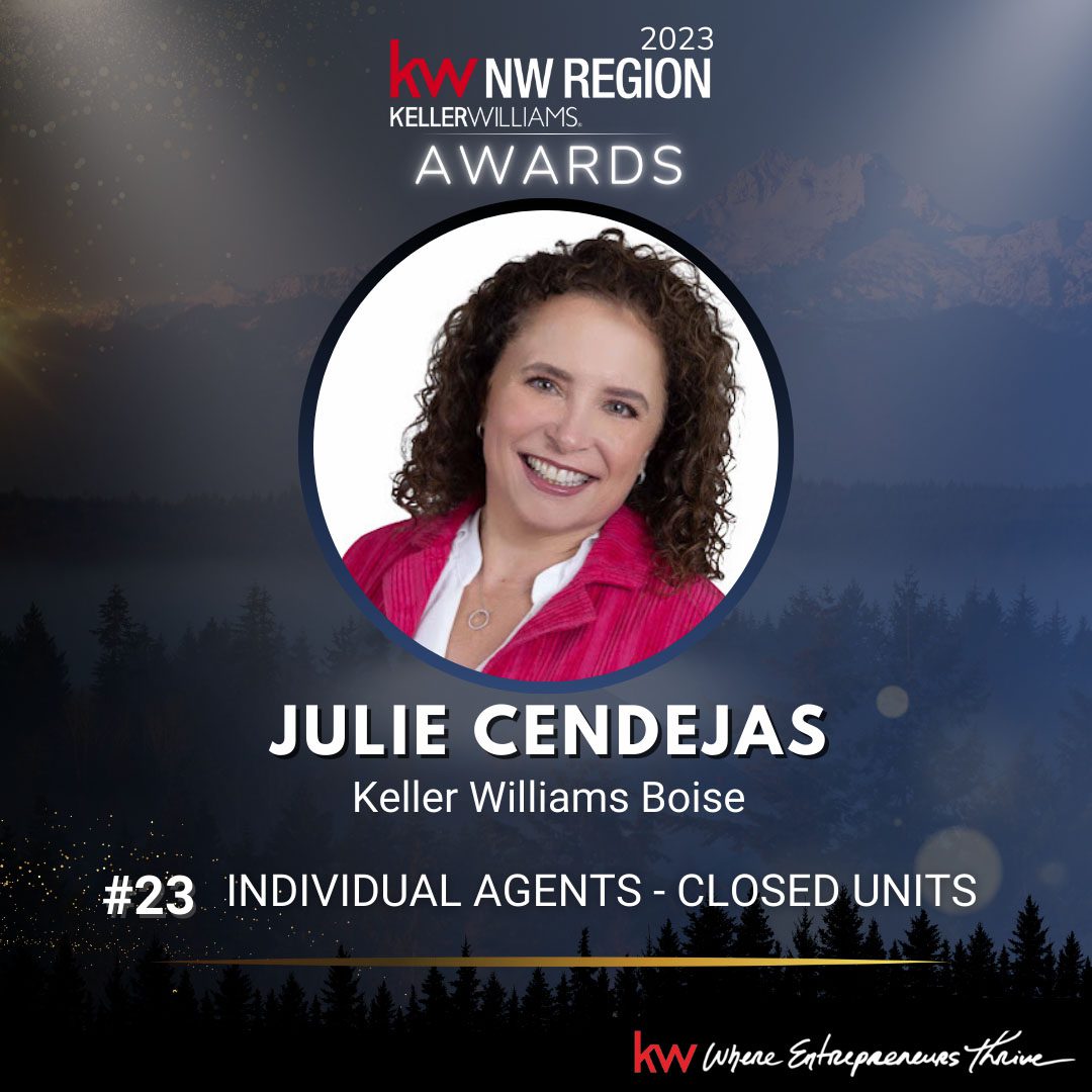 2023 Keller Williams Boise NW Region Awards – Julie Cendejas #23 Individual Agents - Closed Units